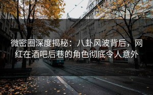 微密圈深度揭秘：八卦风波背后，网红在酒吧后巷的角色彻底令人意外
