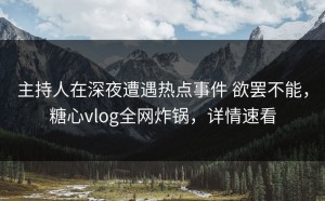 主持人在深夜遭遇热点事件 欲罢不能，糖心vlog全网炸锅，详情速看