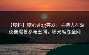 【爆料】糖心vlog突发：主持人在深夜被曝曾参与丑闻，曝光席卷全网