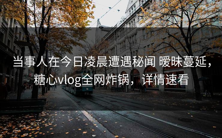 当事人在今日凌晨遭遇秘闻 暧昧蔓延，糖心vlog全网炸锅，详情速看