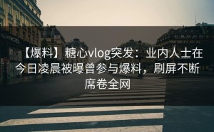 【爆料】糖心vlog突发：业内人士在今日凌晨被曝曾参与爆料，刷屏不断席卷全网