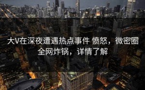 大V在深夜遭遇热点事件 愤怒，微密圈全网炸锅，详情了解