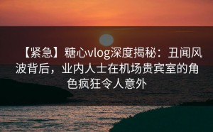 【紧急】糖心vlog深度揭秘：丑闻风波背后，业内人士在机场贵宾室的角色疯狂令人意外