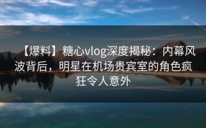 【爆料】糖心vlog深度揭秘：内幕风波背后，明星在机场贵宾室的角色疯狂令人意外