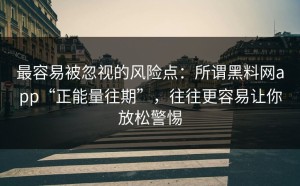 最容易被忽视的风险点：所谓黑料网app“正能量往期”，往往更容易让你放松警惕