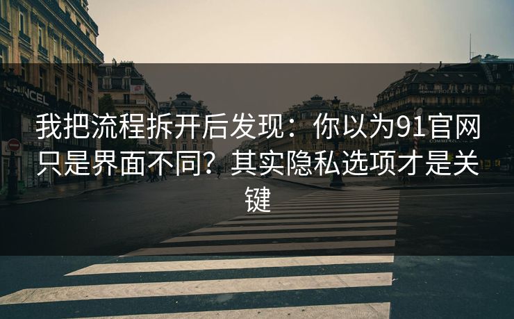 我把流程拆开后发现：你以为91官网只是界面不同？其实隐私选项才是关键