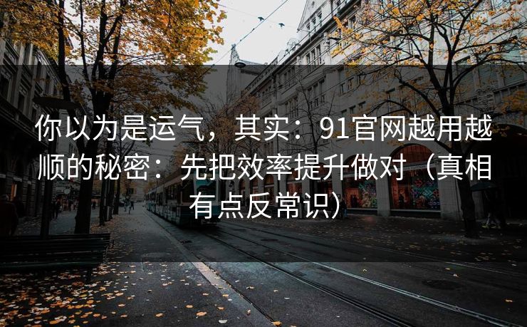 你以为是运气，其实：91官网越用越顺的秘密：先把效率提升做对（真相有点反常识）