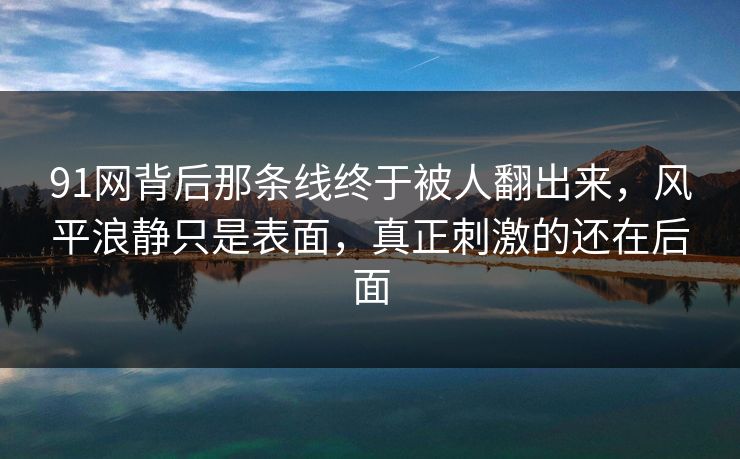 91网背后那条线终于被人翻出来,风平浪静只是表面,真正刺激的还在后面 91网背后那条线终于被人翻出来,风平浪静只是表面,真正刺激的还在后面