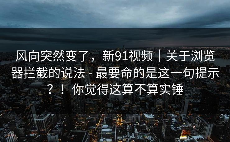 风向突然变了，新91视频｜关于浏览器拦截的说法 - 最要命的是这一句提示？！你觉得这算不算实锤